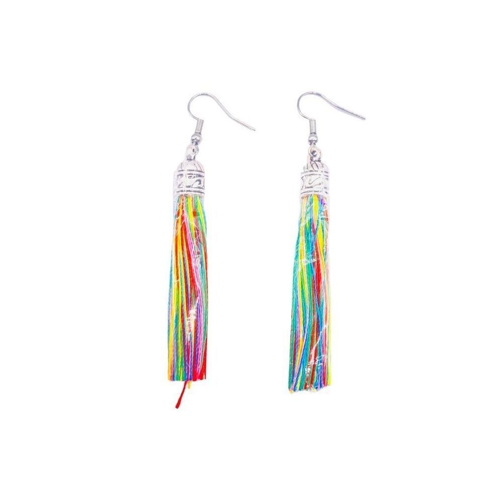 Multicolor Colorful tassel dangle earrings